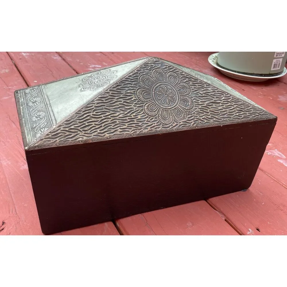 Vintage Boho Jewelry Chest | 6 Drawer Wooden Trinket Box | Rustic Organizer